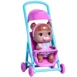 Boneca Negra Bebe Passeio Com Carrinho e Chupeta Baby Collection  - Super Toys