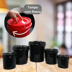 Jogo Mantimento 5 Peças PRIME Tampa Rosca, Kit Potes Arroz Feijão Açúcar Farinha Café BPA FREE