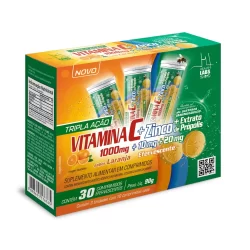 Vitamina C Própolis Efervescente 30 Comprimidos - Health Labs