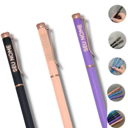 Kit 5 Caneta Personalizada Nome Ou Logo Luxo