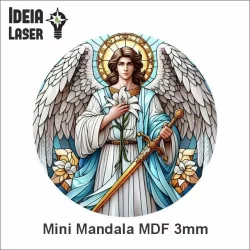 São Gabriel Arcanjo - Fraternidade Branca - Mini Mandala MDF - Arte Estilo Vitral