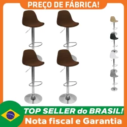 Kit 4 Banquetas Joly Luisa Giratória Regulável Base Giratória Cromada