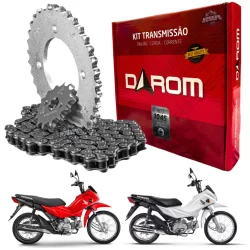 Kit Relação Transmissão DAROM Aço 1045 POP 100 2007 2008 2009 2010 2011 2012 2013 2014 2015