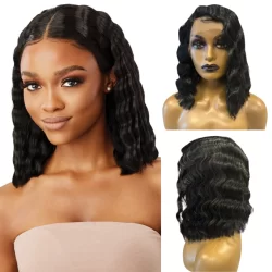 Peruca Front Lace Ondulada Frisada Curta Baby Hair Fio A Fio Premium