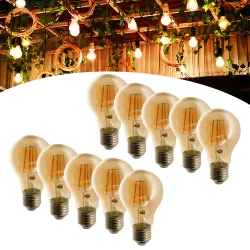 Kit 10 Lâmpada Led Vintage Filamento A60 Bulbo Retrô Cor Branco Quente Bivolt 110v|220v