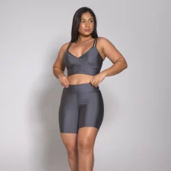 Conjunto Feminino Academia Top e Bermuda Legging Fitness Treino Luxo