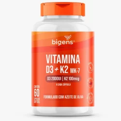 BIGENS VITAMINA D3 2000UI + K2 MK7 100MCG ÓLEO DE OLIVA 60 CAPS BIOGENS