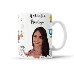 Caneca Com Caricatura Personalizada De Profissão Psicologia Psicólogo - 325ml