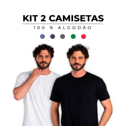 Kit 2 Camisetas Básicas Masculina 100% Algodão Reforço Ombro a Ombro - Camiseta Masculina Moda Casual
