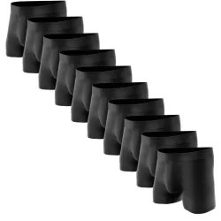 Kit 10 Cueca Boxer Masculina Lisa Básica Confortável Preta Microfibra