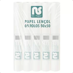 Papel Lençol Hospitalar Branco 50x50 5 Rolos Ns Paper