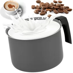 Leiteira Caneco Fervedor Leite Agua Alumínio Teflon Antiaderente 14cm 1.5L Cinza Café Aço Inox
