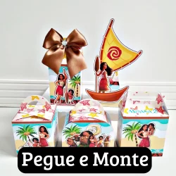 PEGUE MONTE kit festa moana caixinha personalizada lembrancinha mimo para festa