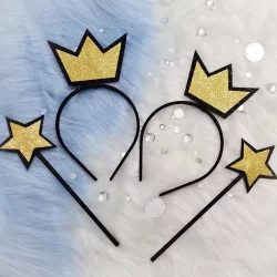 Tiara Coroa e Varinha Estrela Padrinhos Mágicos / Kit Casal / 02 Coroa 02 Varinhas / Festa / Fantasia / Carnaval