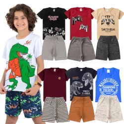 Kit 10 peças de Roupa Conjunto Infantil Menino Tamanho 02 ao 14