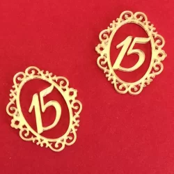Aplique 15 Anos em Acrílico Espelhado Dourado 4 cm - Para Personalizados, Lembrancinhas e Artesanatos