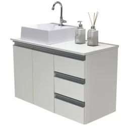 Gabinete 80cm Armário Banheiro Parma Com Tampo E Cuba - 100% MDF  - MONTADO