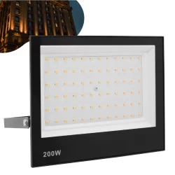 Kit Refletor Led Holofote 200w Ip66 Prova D'água Bivolt Luz Forte Branco Quente 3000K