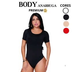 Body Feminino Manguinha Curta Anaruga Atoalhado Premium Elastano Canelado