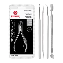 Kit Manicure profissional 5 Peças Alicate 722 + Palito + Desencravador + Espátula + Raspador Mundial