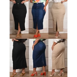Saia Longa Brim Plus Size Anagrom Moda Evangélica Feminina Várias Cores Disponíveis