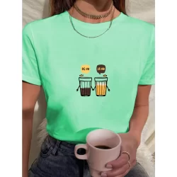 Camiseta Feminina Babylook t shirt hora do café e hora da cerveja 100% Algodão