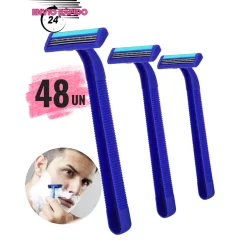 Aparelho De Barbear Barbeador Descartável Com 2 lâmina Com Fita Lubrificante Cartela 12 E 20 E 48 Unidades