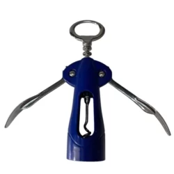 Saca Rolhas Profissional Abridor de Vinhos Garrafas De Metal Com Acabamento Plástico Azul e Vermelho