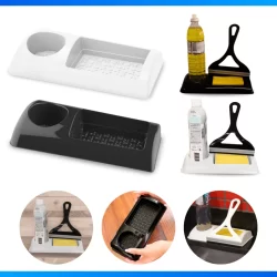 Porta Detergente E Esponja Para Cozinha Plastico Cor Preta