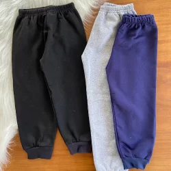 Kit 2 Calça de Moletom Outono Infantil Forrada Inverno Punho Menino e Menina Confortável Pelúciada