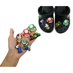 6 Apliques Bottons Enfeites Para Babuche Super Mario