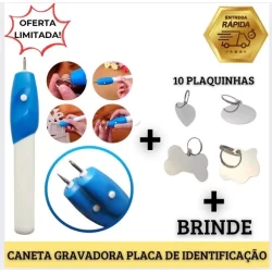 Caneta Gravadora + brinde 10 Plaquinha De Identificação para Cães e Gato + ENVIO IMEDIATO