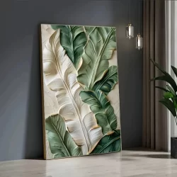 Quadro Decorativo Abstrato Moderno Folha Tropical Extra-Grande - Decoração Sala Quarto Hall
