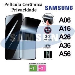 Pelicula de Ceramica 9D Privacidade  Anti Spy Para Samsung A06 A16 A26 A36 A56
