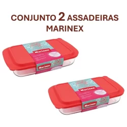 Assadeiras Travessa Lasanheira de Vidro com Tampa 5 Litros Nadir Marinex