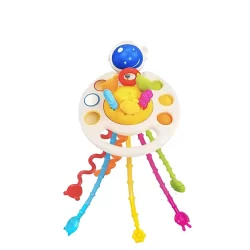 Brinquedo Sensorial Chocalho Puxa Puxa Fidget Toys Pop It Astronauta Argola Para Fixação +6 Meses