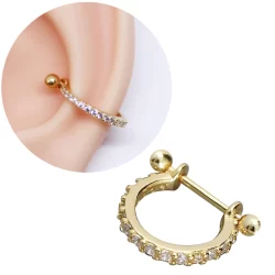 Piercing Conch Folheado com Fileira Zircônias 12mm
