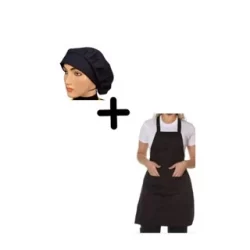 Kit Avental e Touca  Oxford  Cozinha Chapeiro Copeiro Unissex Restaurante