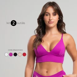 Kit 2 Sutiãs Feminino Lingerie Confortável em Poliamida - Alças Finas Ajustáveis