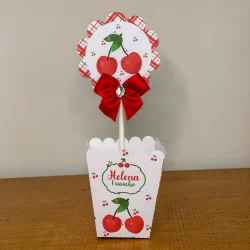 Centro de Mesa CEREJINHA (PEGUE E MONTE) /Cachepot Cachepô Personalizado/ Festa Aniversário