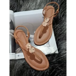 Sandalia Rasteira Feminina Enfeite Regulável