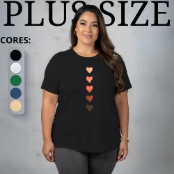 Blusa Plus Size Feminina Elegante Tamanhos Grandes G1 G2 G3 100% Algodão Degrade De Coração