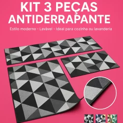 Kit passadeira de Cozinha Jacquard geometrica 3 peças