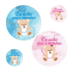 100 Adesivo Personalizado Chá Revelação Menina Ou Menino Decoração