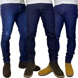 Calça Jeans Masculina Kit Com 3 Slim Fit Premium Lycra CALÇA DE HOMEM PARA TRABALHO
