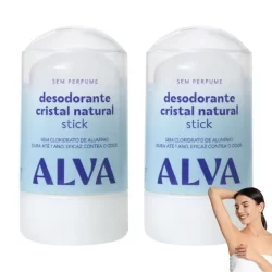 Kit c/ 2 Desodorante Alva Cristal Pedra 60g Sem Aluminio