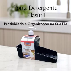 Kit Porta Detergente Conjunto Suporte Esponja Sabão 600ml PLASÚTIL