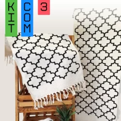 KIT PASSADEIRA TAPETE COZINHA BANHEIRO CORREDOR 03 PEÇAS CORES ESTAMPAS GEOMETRICA