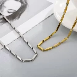 Colar Corrente Aço Inox 3mm Polida Dourado OU Prata OU Dourado & Prata Brilhante 60cm Pode Molhar Não Mancha