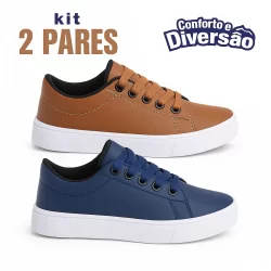 Tênis Infantil Masculino Escolar Kit com 2 Pares Solado Antiderrapante e Leve
